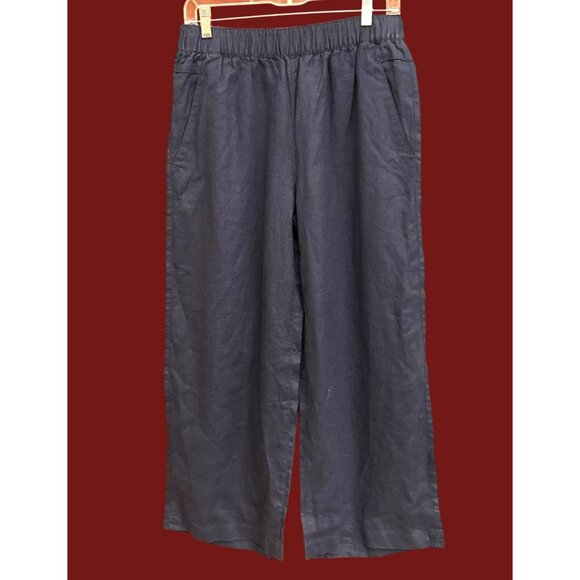 NWOT Cynthia Rowley Navy Wide Leg Pants Medium Coastal Minimalist Resortwear - Picture 1 of 5